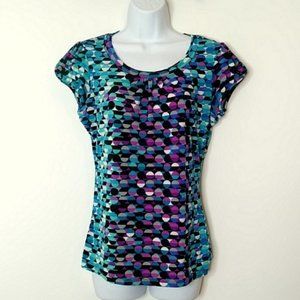 2/$24 Worthington Purple and Blue Print Top Size S